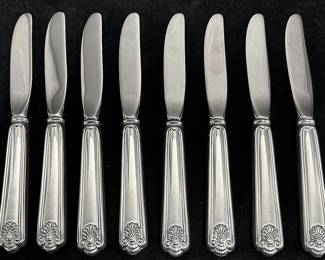 Fiddle Shell by Frank Smith Sterling Silver Handle Butter Knives 8 Total