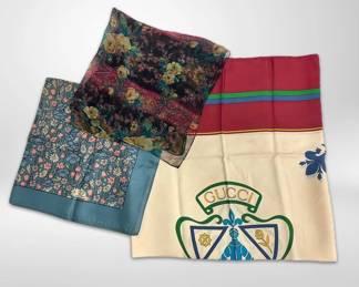 Gucci Vintage Silk Scarf, Liberty Of London Silk Scarf, Floral Scarf