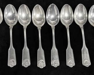 Fiddle Shell by Frank Smith Sterling Silver Dessert Spoons 8 Total