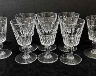 Baccarat Crystal Bretagne Footed Wine Glasses 8 Total