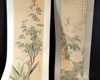 Two Asian Inspired Hanging Scrolls