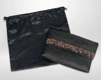 Gerard Collection Woven Rattan Clutch with Quilted Fabric Interior Decorative Stones