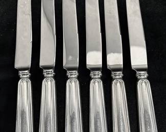 Fiddle Shell by Frank Smith Sterling Silver Handle Dinner Knives 6 Total