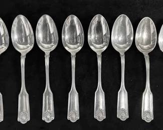  03 Fiddle Shell by Frank Smith Sterling Silver Dinner Spoons 8 Total
