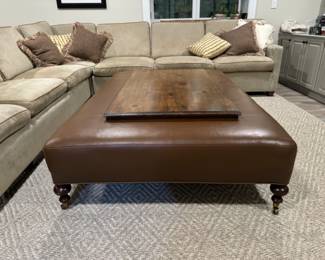 Leather coffee table ottoman  17.5"h x 70"w x 47"d