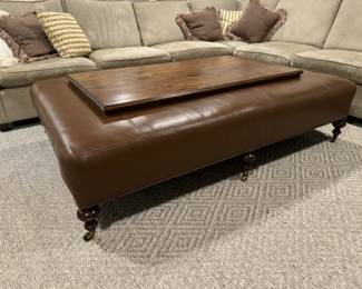 Leather coffee table ottoman  17.5"h x 70"w x 47"d