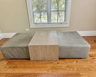 Restoration Hardware bridge leather coffee table ottoman  