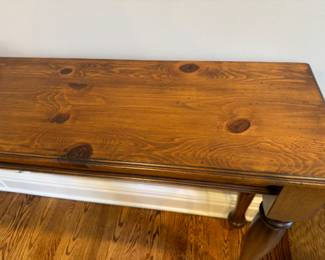 Pine console table    34"h x 80" long x 14"d