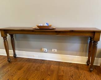 Pine console table    34"h x 80" long x 14"d