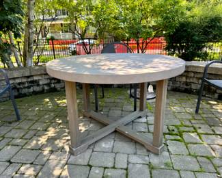 Crate and Barrel Abaco 48" Round Outdoor Dining Table and 8 Crate ad Barrel Lanai mesh chairs