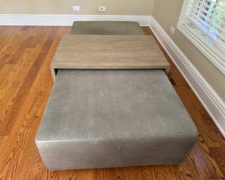 Restoration Hardware bridge leather coffee table ottoman  