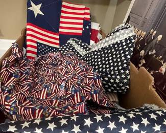 Red, white and blue fabric.