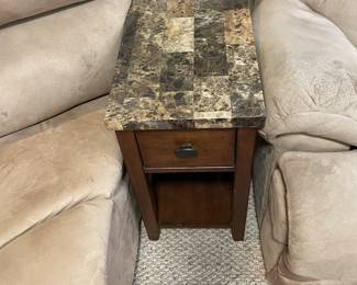Stone top end table.