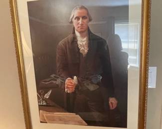 Framed print of George Washington.