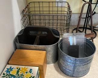 Vintage recipe boxes, crates and tins.