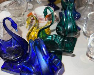 Colored Glass Swans