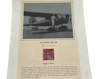 Amelia Earhart Lockheed Vega 5B Wing Fabric Swatch
