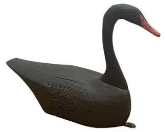 A Carved Wood Black Swan Decoy
