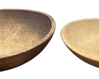 Two Primitive Wooden Dough Bowls
