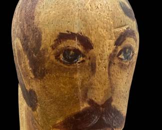 Unique Folk Art Hat Mold, Painted Man's Face
