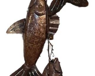 Folk Art Metal Fish Wall Hanging
