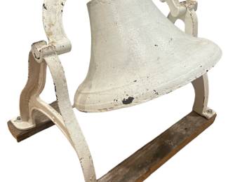 Large Antique Cast Iron Bell, School, Nautical
