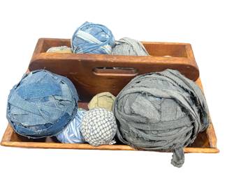 Collection Primitive Denim Remnant Yarn Balls & Wood Caddy
