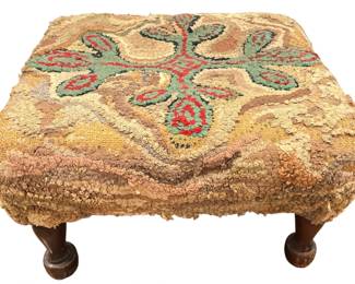 Antique Needlepoint Footstool

