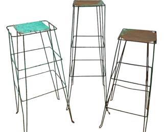 Three Graduated 1930s Florist Stands, Original Green
