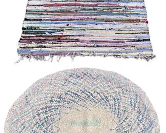 Two Vintage Handmade Rag Rugs
