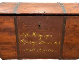 Primitive Pine Travel Trunk
