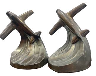 Art Deco Streamline Airplane Bookends

