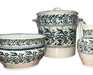 Green RIDGEWAYS Cornflower Pattern Transferware Articles

