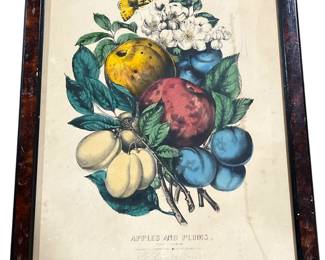 Antique Botanical Apple and Plum Print

