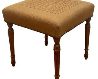 Early 1900's French Crewel Work Footstool
