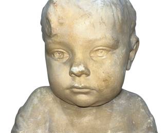 Victorian Plaster Bust of Child Sculpture
