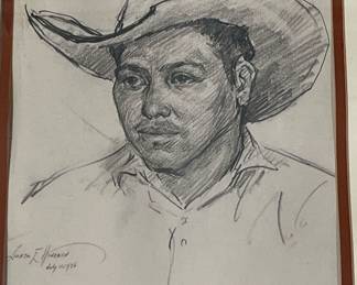 LIONEL E. HENCKEN Pencil Sketch Mexican Cowboy
