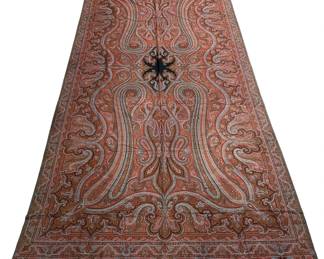 19th C. Scottish Paisley Furniture Shawl, Very Large
