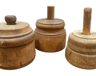 Three Primitive Farmhouse Butter Molds
