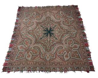 19th C. Scottish Paisley Furniture Shawl
