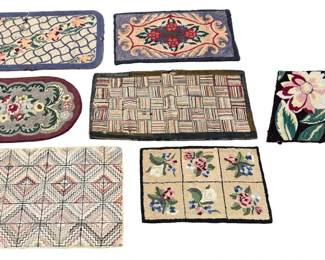 Collection (7) Vintage Handmade Hook Rugs
