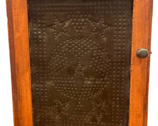Primitive Punched Tin Medicine Cabinet Pie Safe
