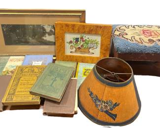 Assorted Collection Americana Books, Needlepoint, Artwork

