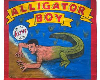 "Alligator Boy" Circus Sideshow Hand Painted Banner
