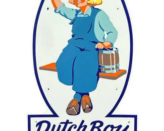 Antique Dutch Boy Paints Sign Painted on Porcelain
