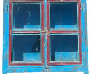 Primitive Blue Painted Cabinet

