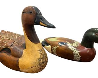 Two Painted Duck, Mallard Decoys

