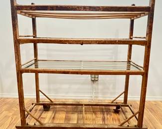 Primitive Oak Rolling Bakers Rack
