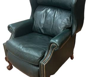 Green Leather Wingback Recliner Chair
