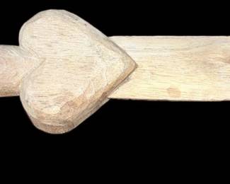 Folk Art Carved Wood Heart Shape Knife
